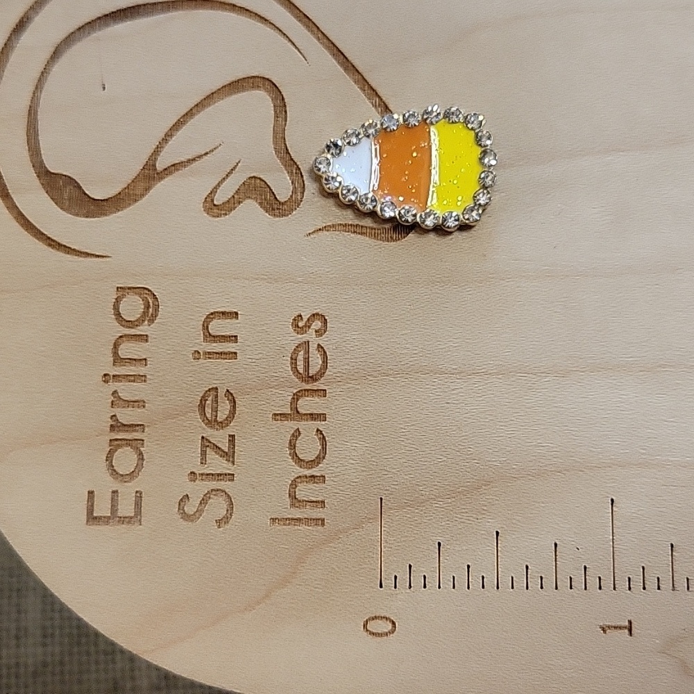 CANDY CORN SPARKLE EARRINGS - Picture 6 of 6